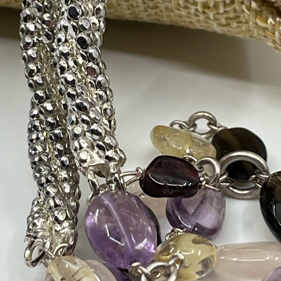 Vintage Milor Italy Sterling Silver 925 Necklace w/ Gemstones Adjustable 16-18" - Picture 9 of 12